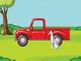 Find Red Truck Key for White Dog