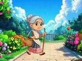 Village Granny Searches Cow